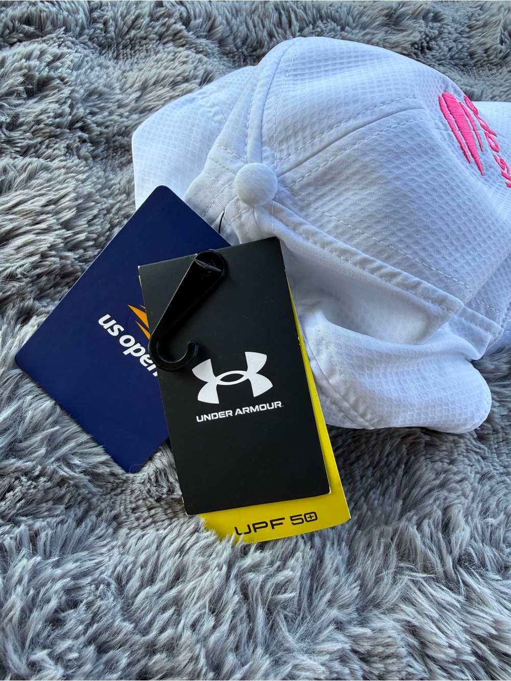 US Open Under Armour White Tennis Hat with Pink Logo - Picture 2 of 5